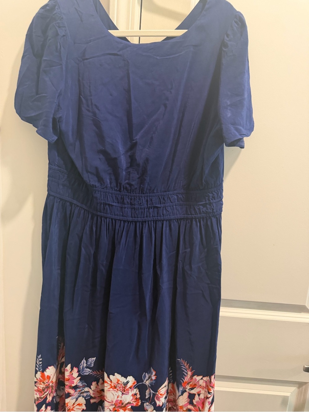 Womens Talbots L Blue Floral Hem Dress